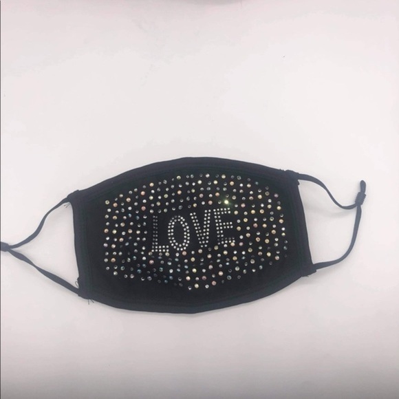 Fashion Rhinestone Love Bling Face Mask - Picture 3 of 4